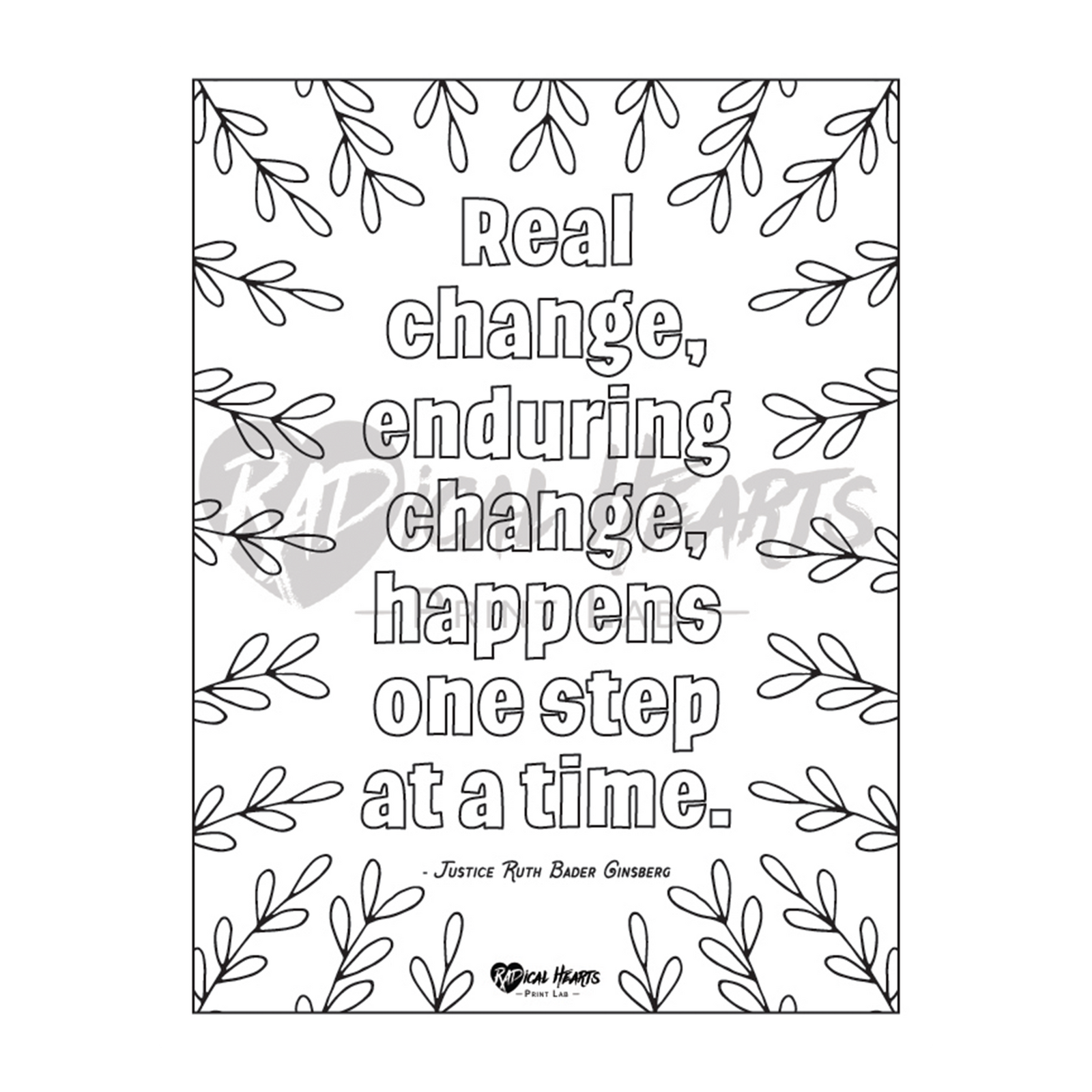Real Change - Ruth Bader Ginsberg Quote Coloring Sheet