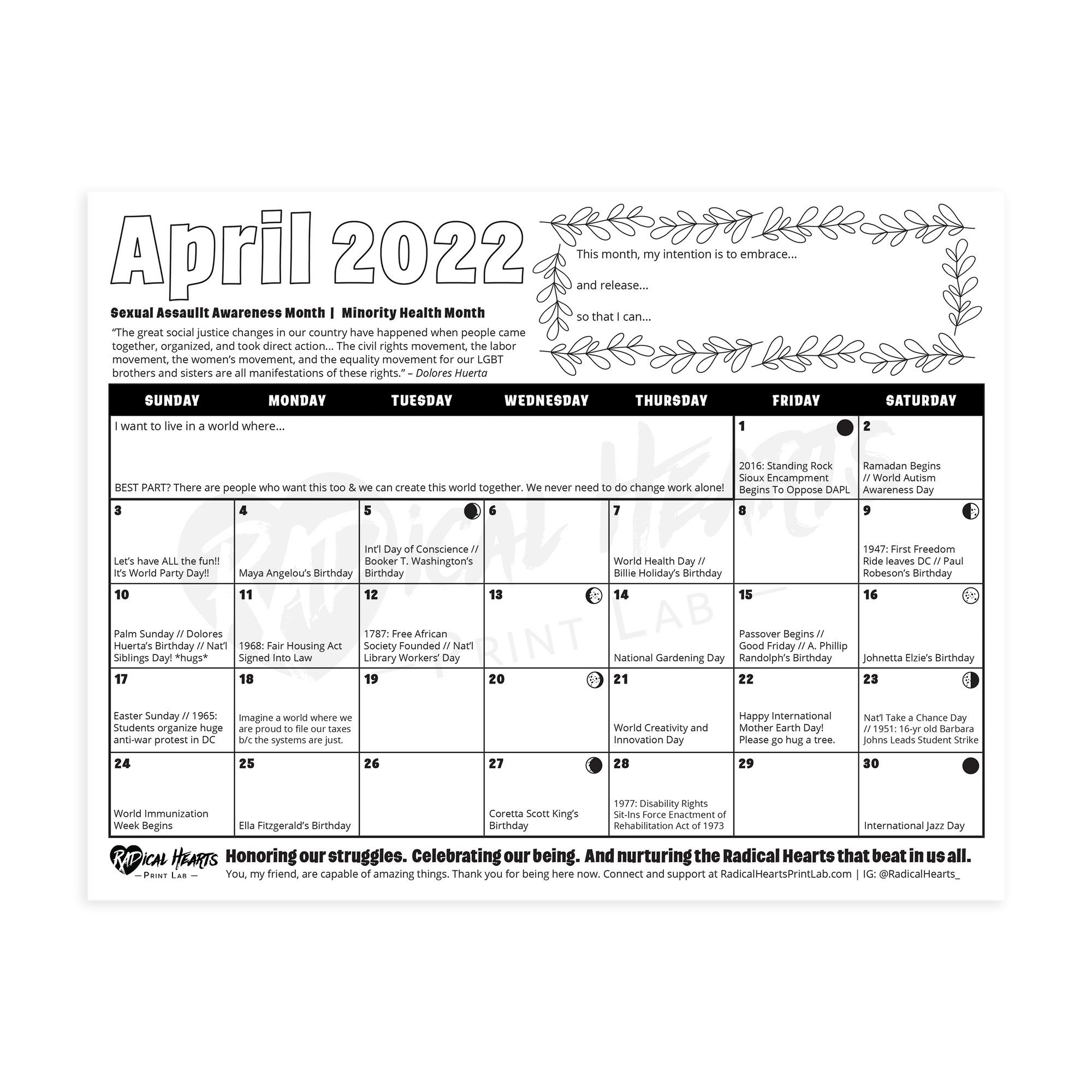 April 2022 - Printable Calendar