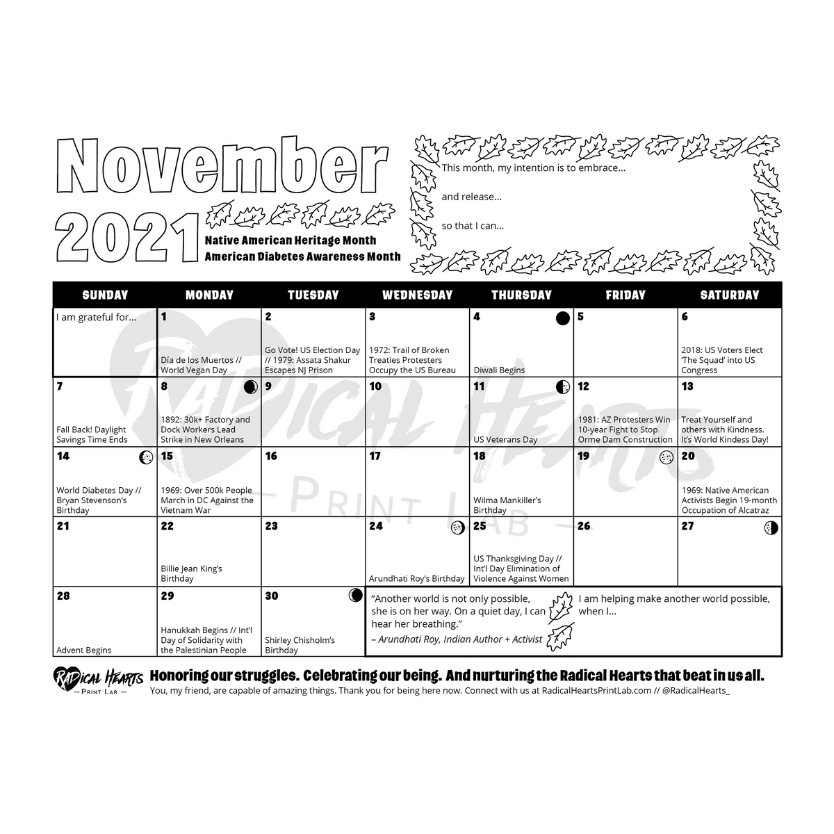 November 2021 Printable Calendar